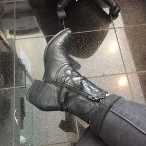 Zara genuine leather black boots